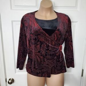 Notations Metallic Faux Wrap Top